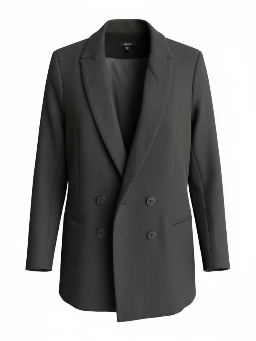 Saint + Sophia Double-Breasted Tailored Blazer in Black– Size 10